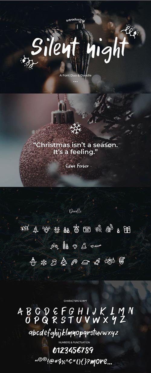 Silent night - Font Duo & Doodle