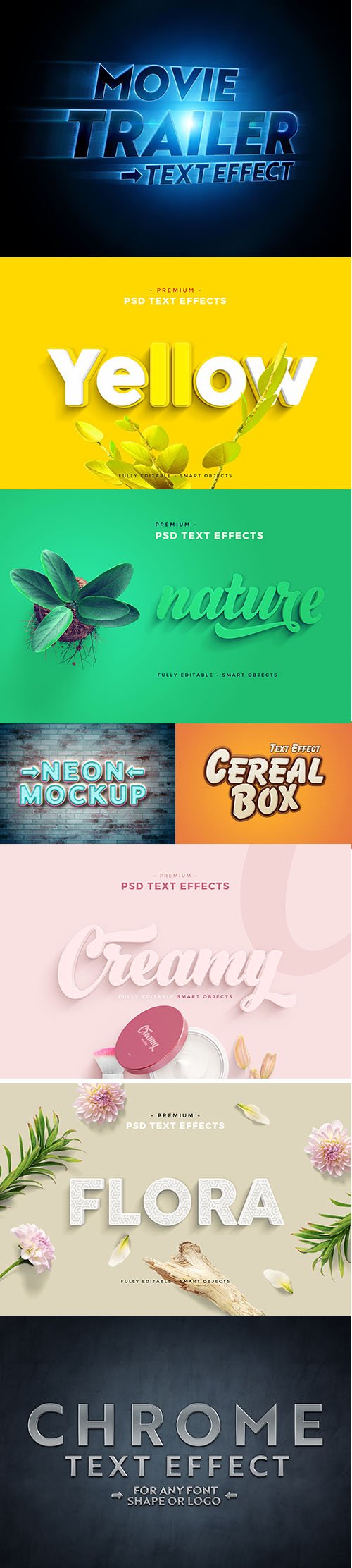 Collection of 8 PSD Text Effect