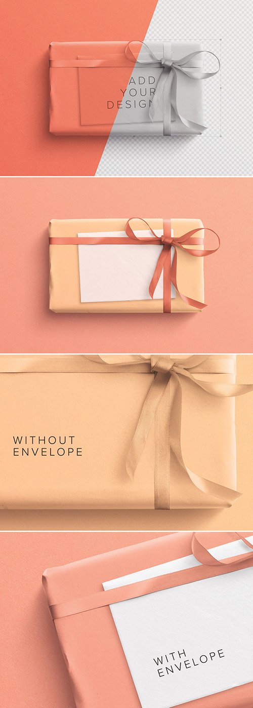 Wrapped Gift Box and Envelope Mockup 251907540 PSDT