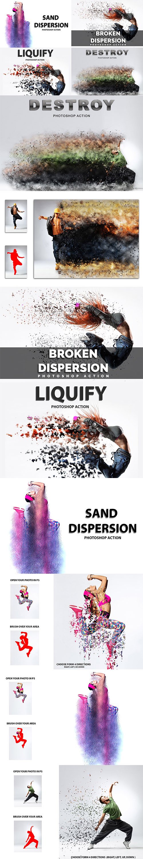 CreativeMarket - 4 in 1 Dispersion Photoshop Actions - 4228603