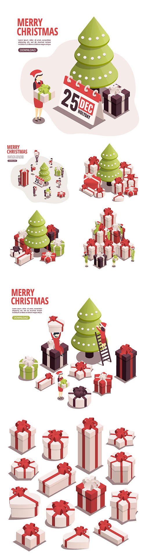 Isometric illustration for christmas and new year