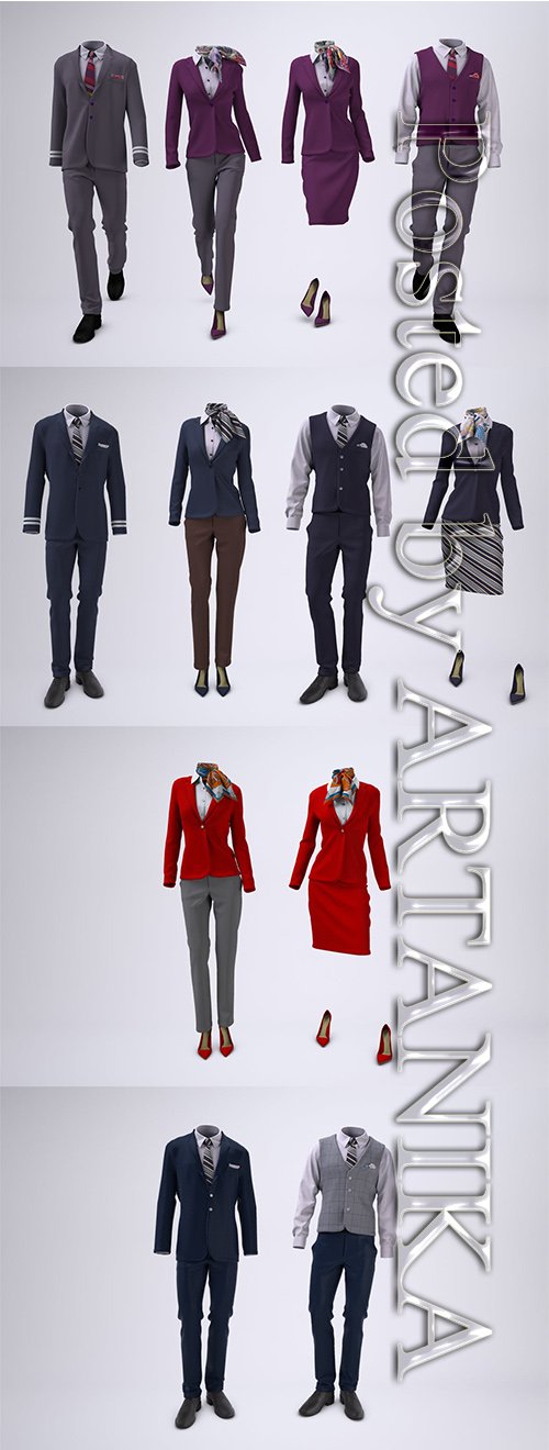Airline Cabin Crew or Hotel Uniforms Mock-Up
