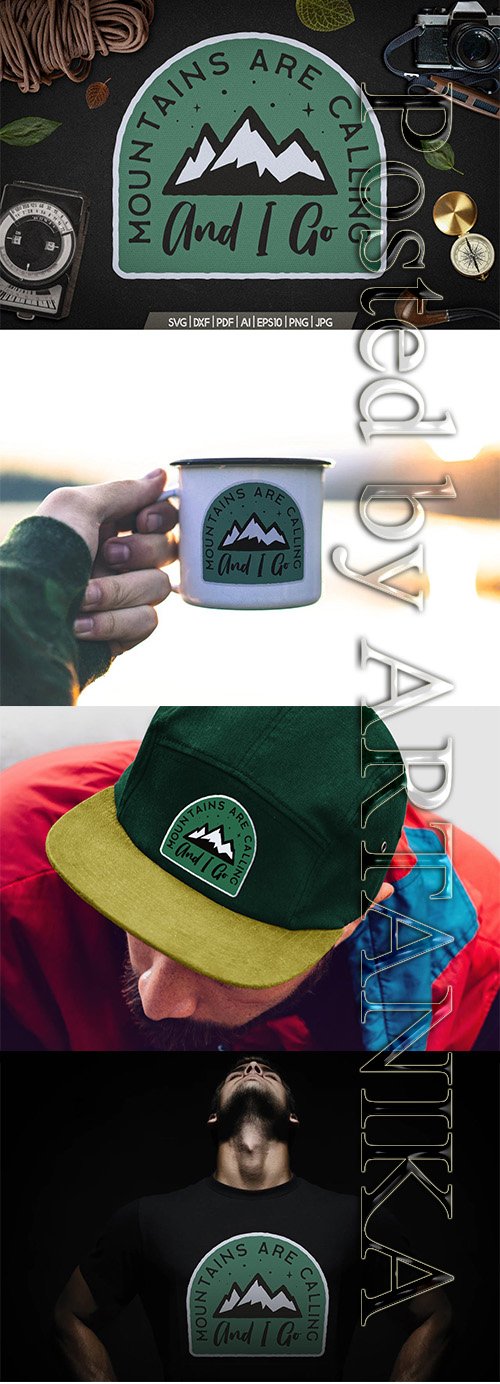 Mountain Calling Logo, Retro Camping Badge T-Shirt