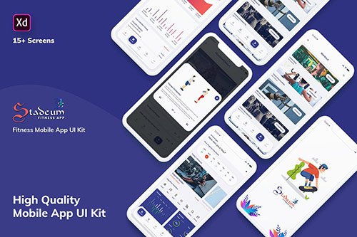 Stadeum-Fitness Mobile App UI Kit (XD)