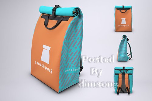 Courier Roll Top Backpack Mock-Up PSD