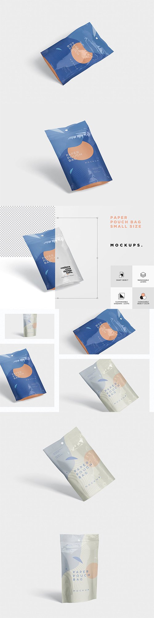 Paper Pouch Bag Mockup in Small Size PSD