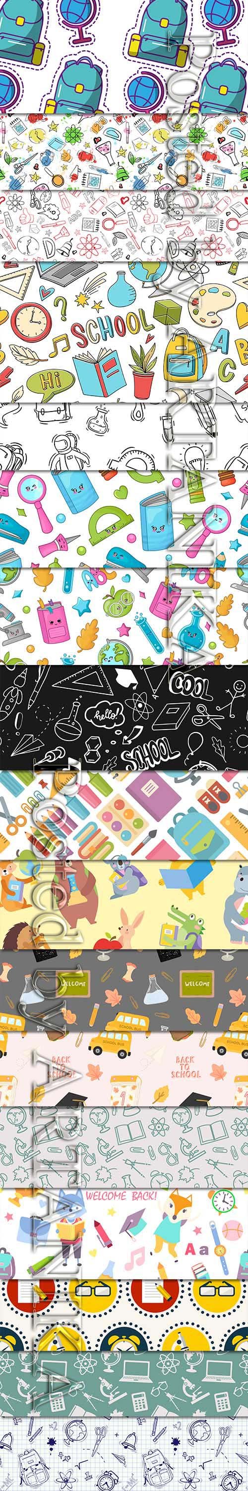 Seamless Pattern Set - Back to School Backgrounds