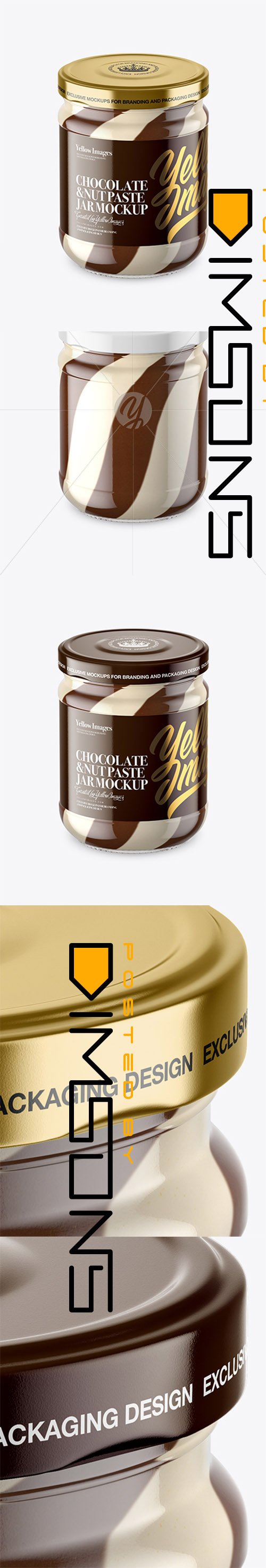 Clear Glass Jar with Duo Chocolate Spread Mockup 33751 TIF