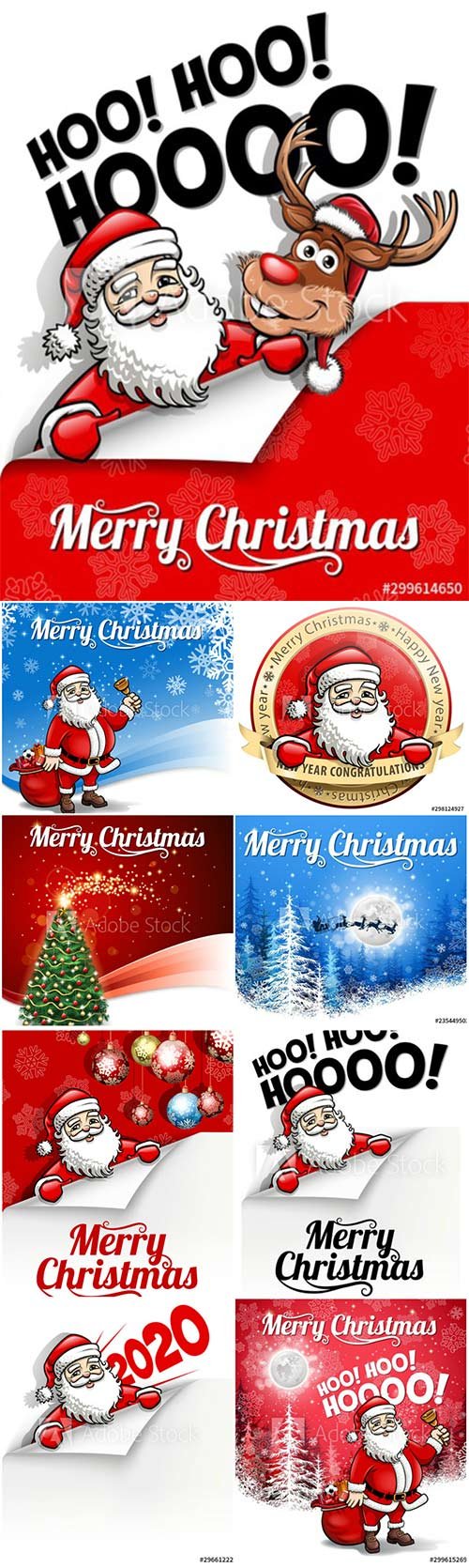Santa's Christmas snowy greeting, Merry Christmas card