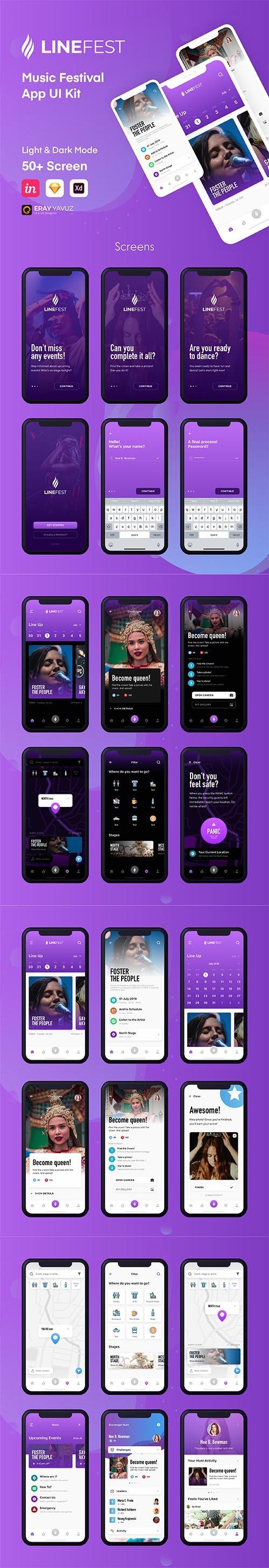 LineFest - Music Festival Mobile App UI Kit  - UI8