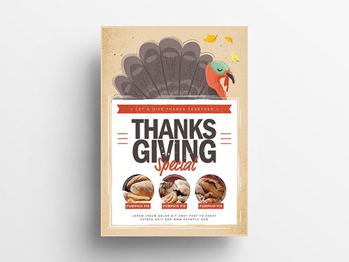 Thanksgiving Flyer Layout with Illustrated Turkey 299566021 PSDT