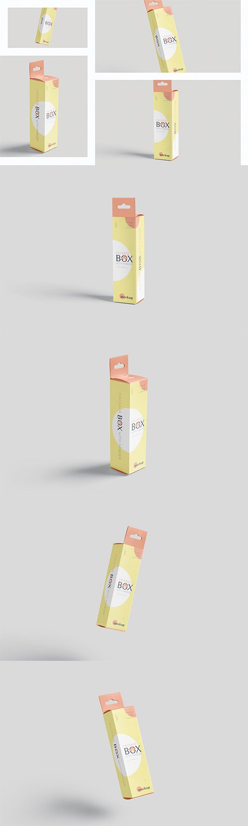 Package Box Mockup Set Small Rectangle with Hanger