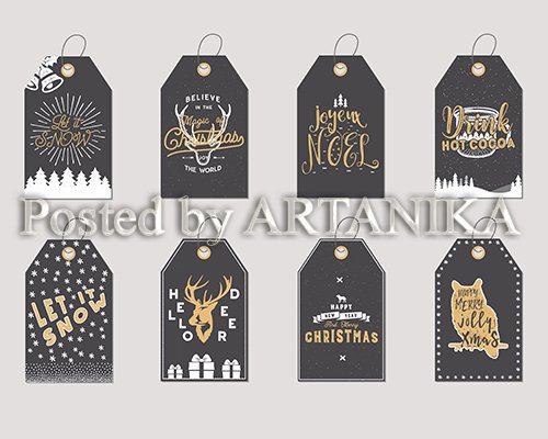 Collections of Merry Christmas and New Year Gift Tags