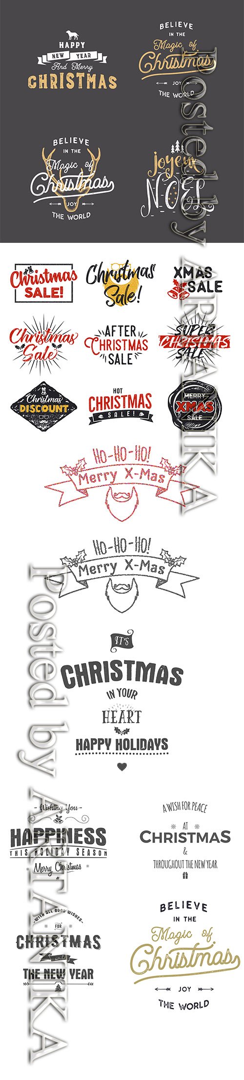 Christmas Greeting Typography Badges Set