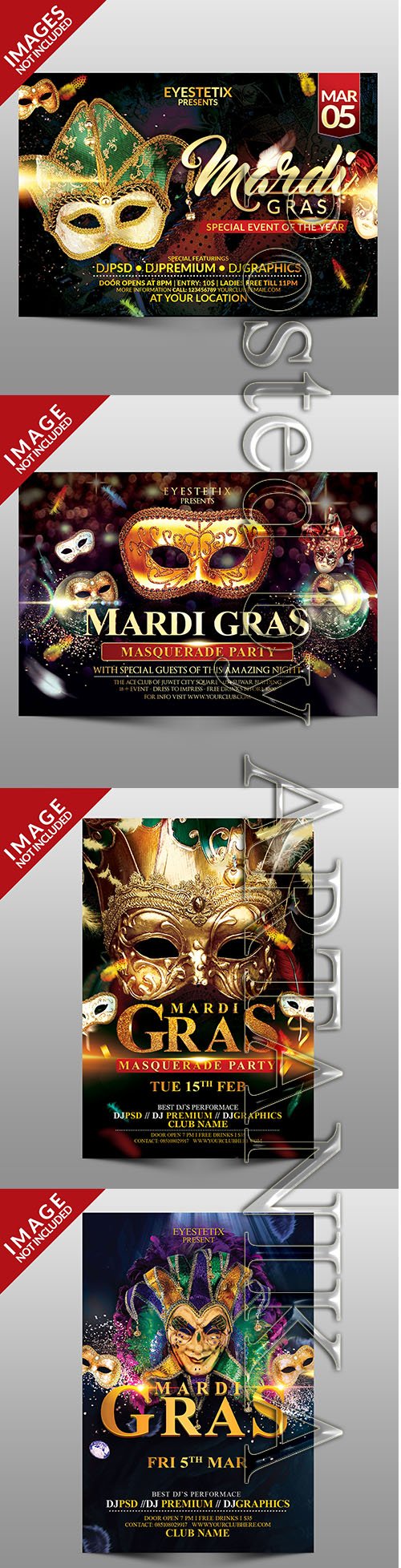 Mardi Gras Masquerade Party Flyer Set