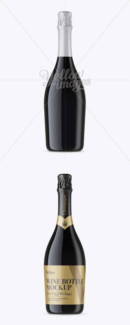 Dark Glass Champagne Bottle Mockup - Front View 12247 TIF