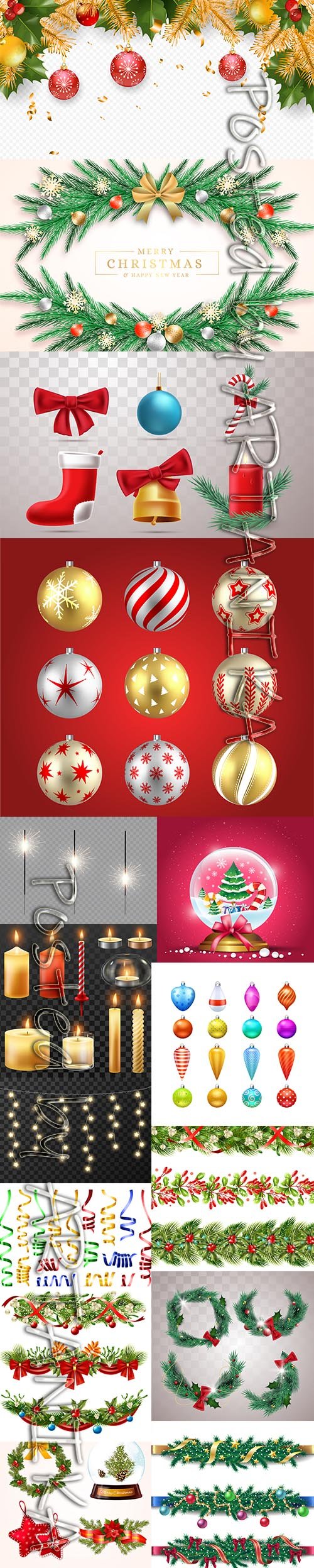 Big Set of Christmas Elegant Decorations and Backgrounds Vol 2