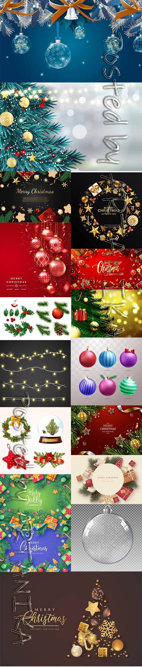 Big Set of Christmas Elegant Decorations and Backgrounds Vol 3