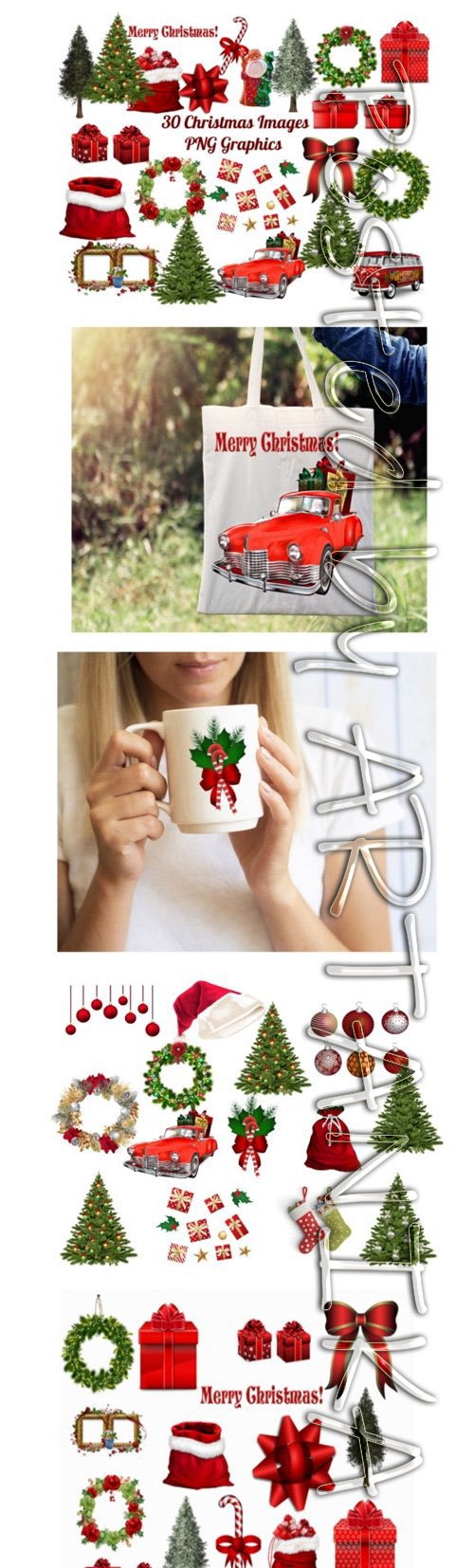 30 Christmas Clip Art Images PNG Bundle 2040288