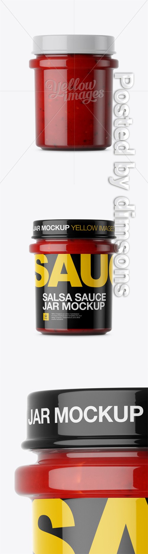 Glass Jar With Salsa Sauce Mockup - Eye-Level Shot 14413 TIF