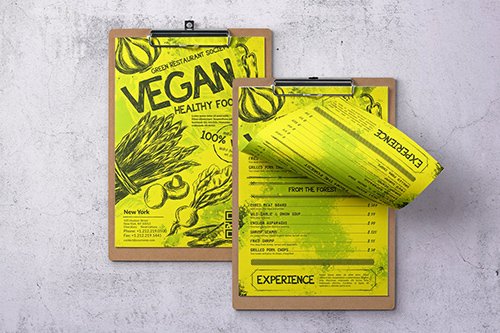 Vintage Vegan Single Page Menu A4 & US Letter