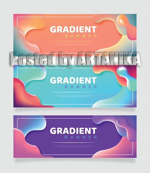 Abstract Fluid Banner Background Set