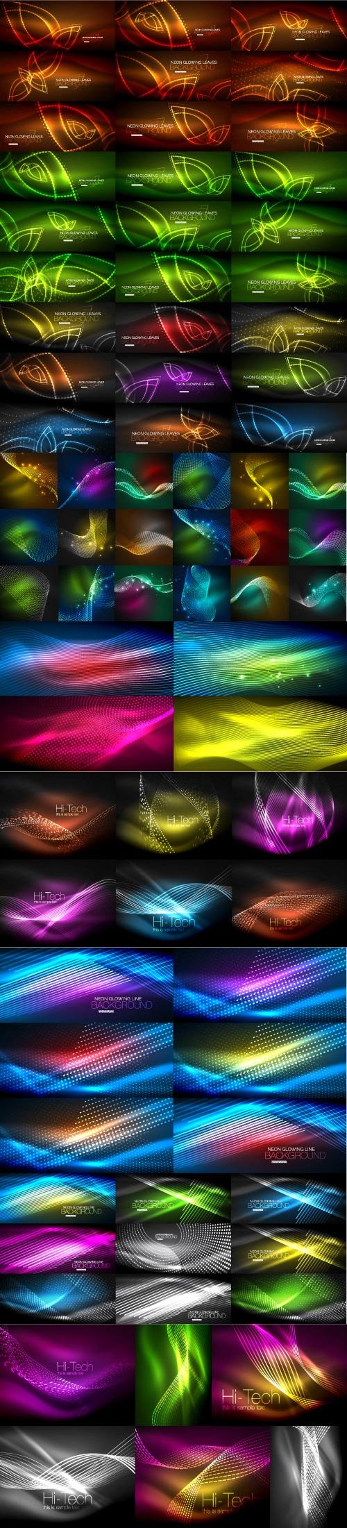 Mega collection of neon glowing waves # 3