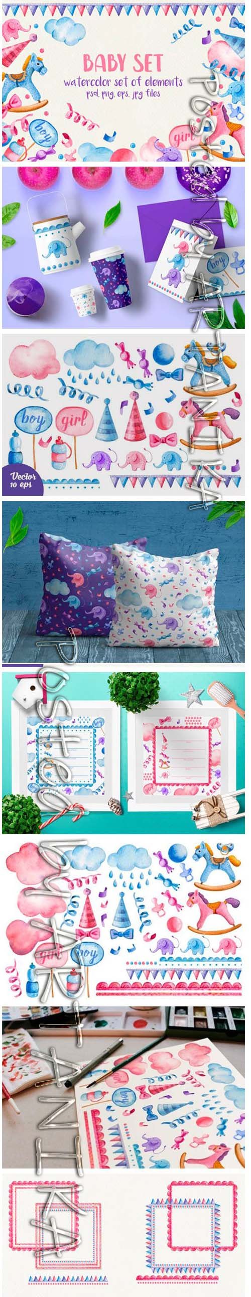 CreativeFabrica - Watercolor Baby Set. for Baby Shower - 2149976