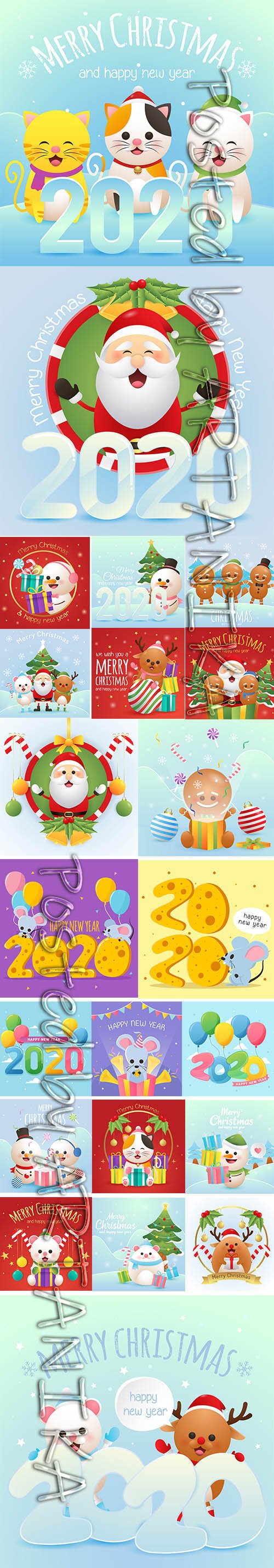 Merry Christmas and Happy New Year Greeting Card Pack
