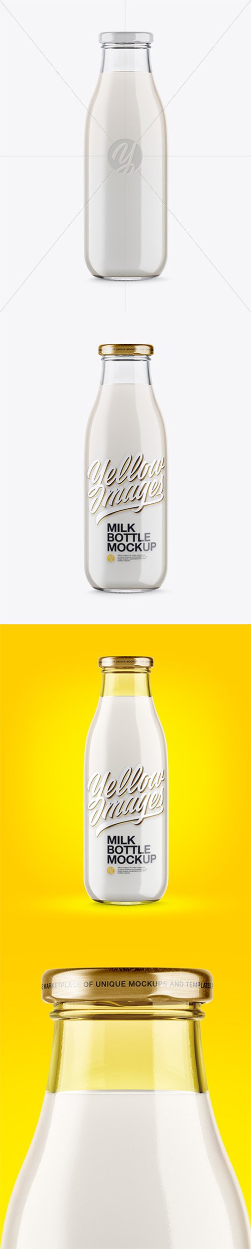 500ml Clear Glass Bottle With Milk Mockup 24767 TIF