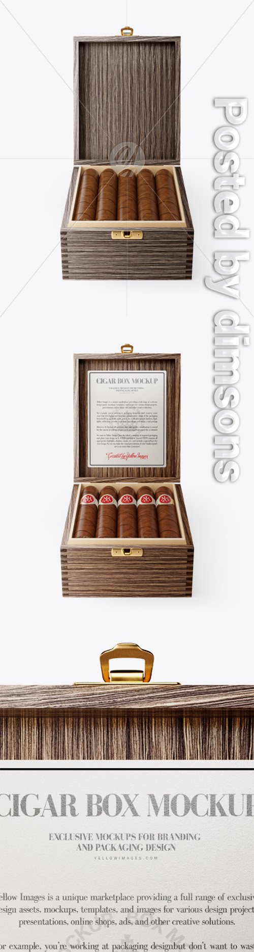 Opened Wooden Cigar Box Mockup - Front View (High Angle Shot) 32951 TIF