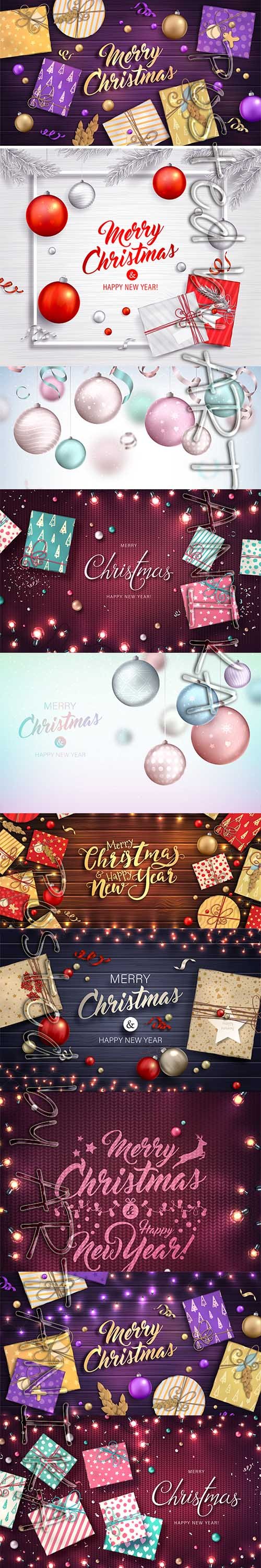 Merry Christmas and New Year 2020 Vector Illustrations Pack Vol 18