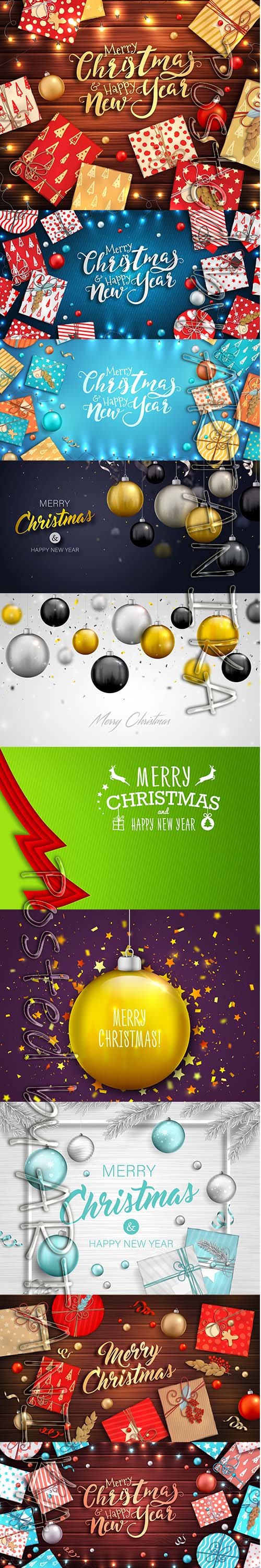 Merry Christmas and New Year 2020 Vector Illustrations Pack Vol 17