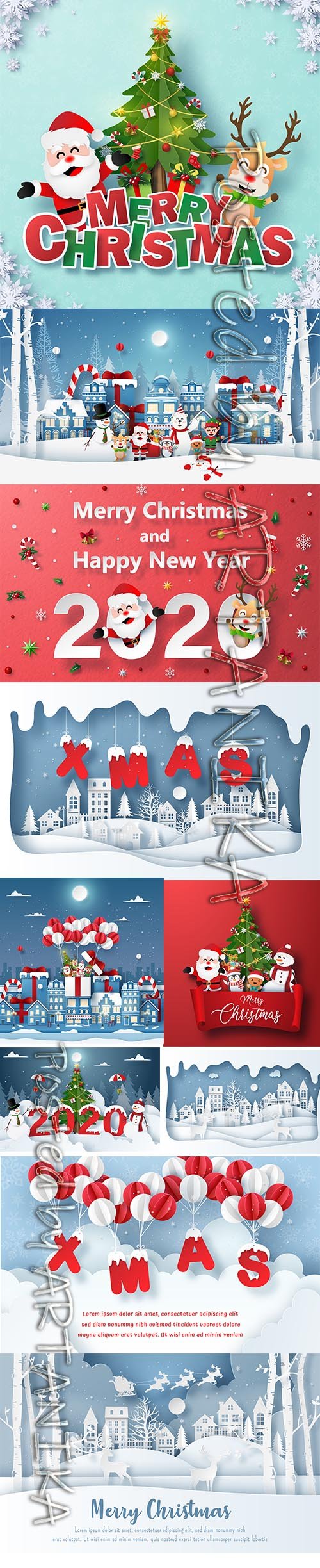 Paper Art - Christmas Happy New Year Illustrations Vol 4
