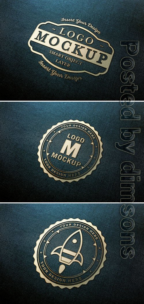Gold Logo Mockup on Dark Fabric Texture 313648441