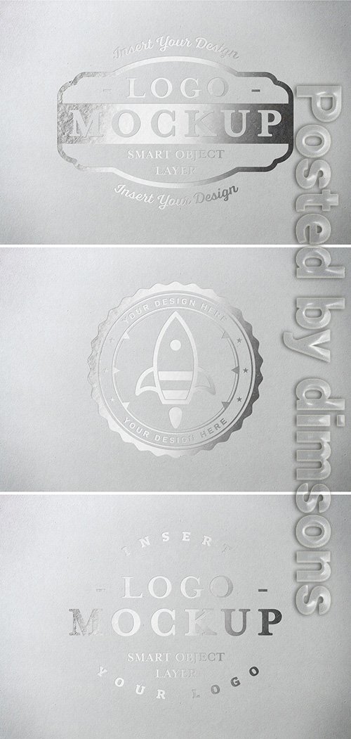 Metallic Paper Pressed Logo Mockup 313648341