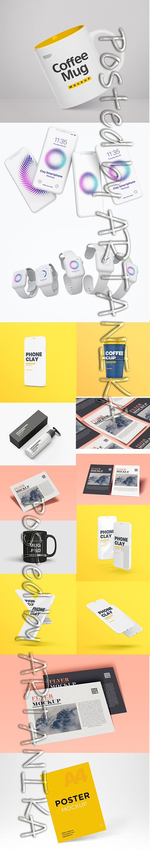 Bundle of 15 Different PSD Mockups Template