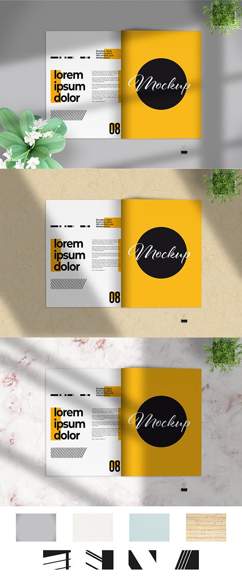 Open Brochure with Two Pages and Shadows Mockup 282711179 PSDT