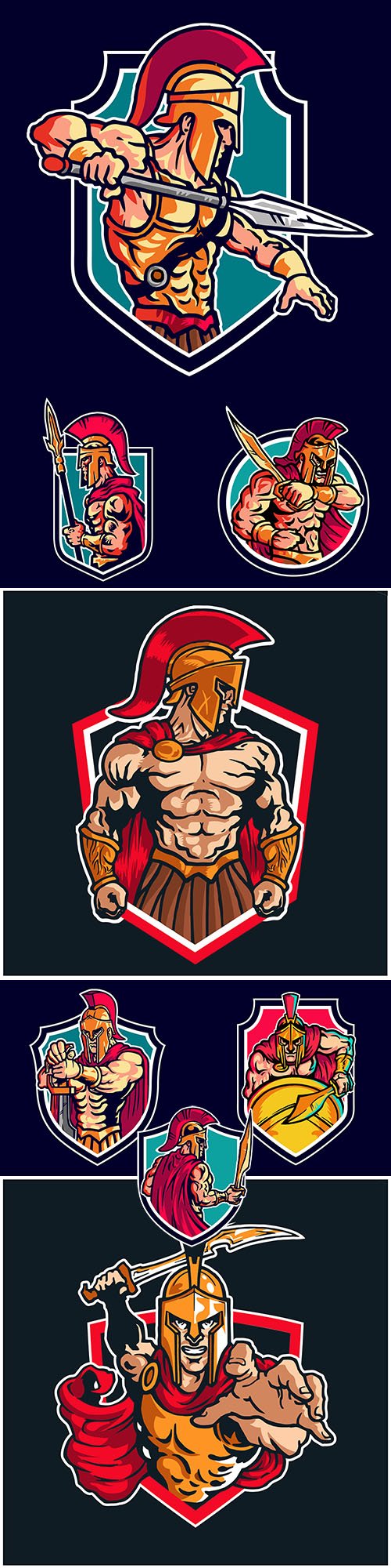 Spartan warrior vector logo mascot design