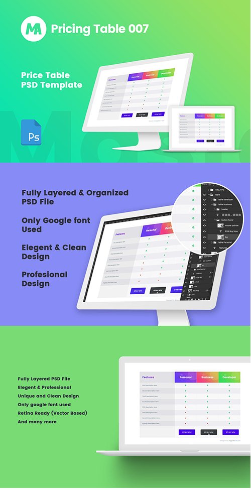 MA - Pricing Table 007 PSD