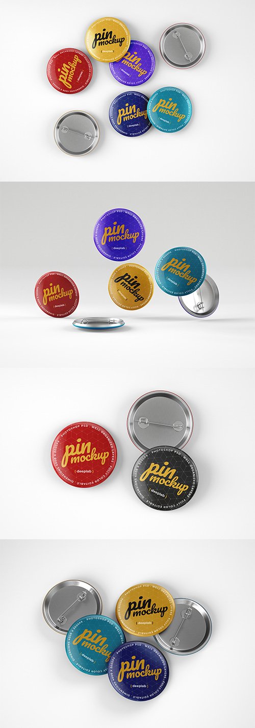 Glossy Button Pins Mockup Pack