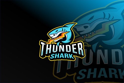 Thunder Shark Esport Logo Template