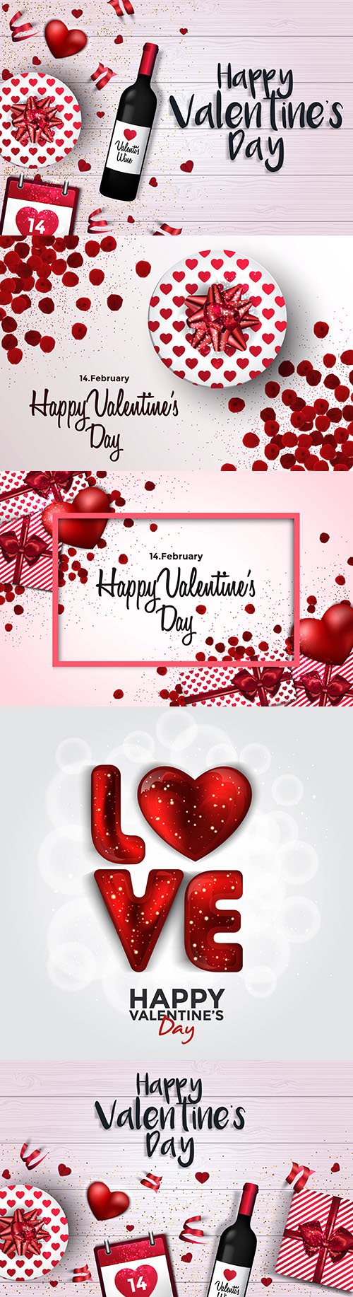 Happy Valentine's Day romantic vintage illustrations 46