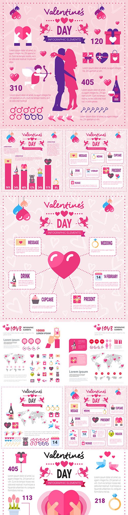 Valentine's Day infographics Options Elements