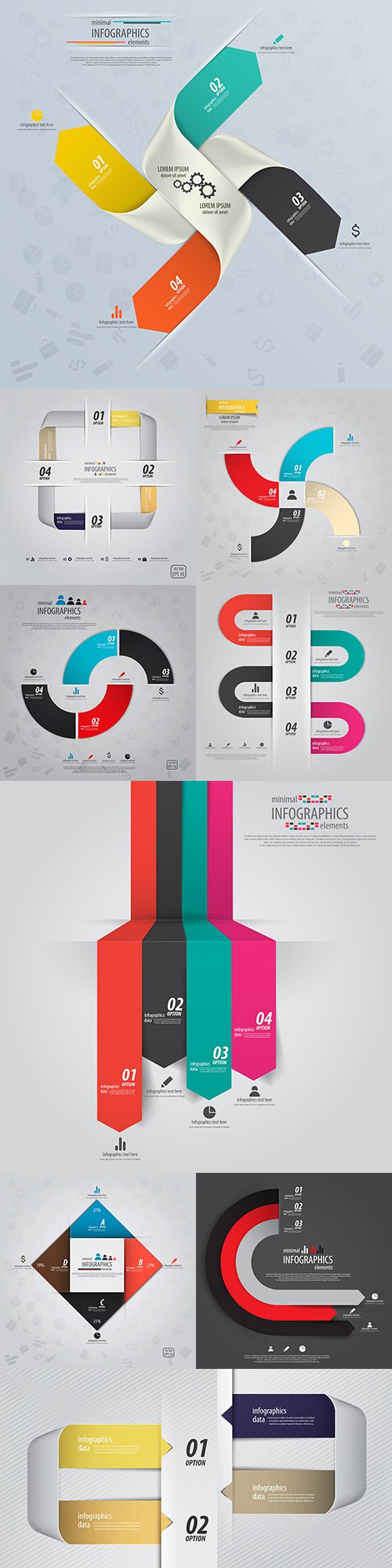 Business infographics options elements collection 130