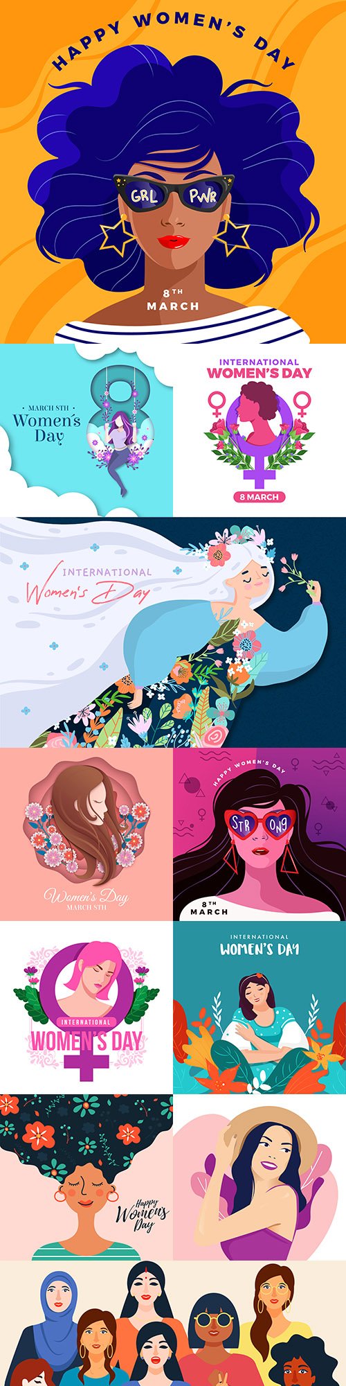 March 8 and Women's Day illustration flat design 10