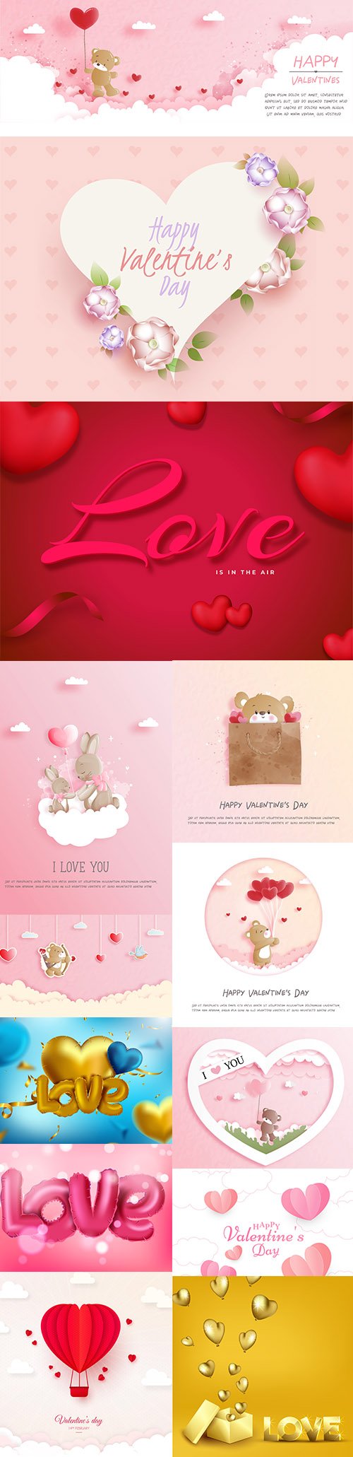 Set of Romantic Valentines Day Illustrations Vol 14