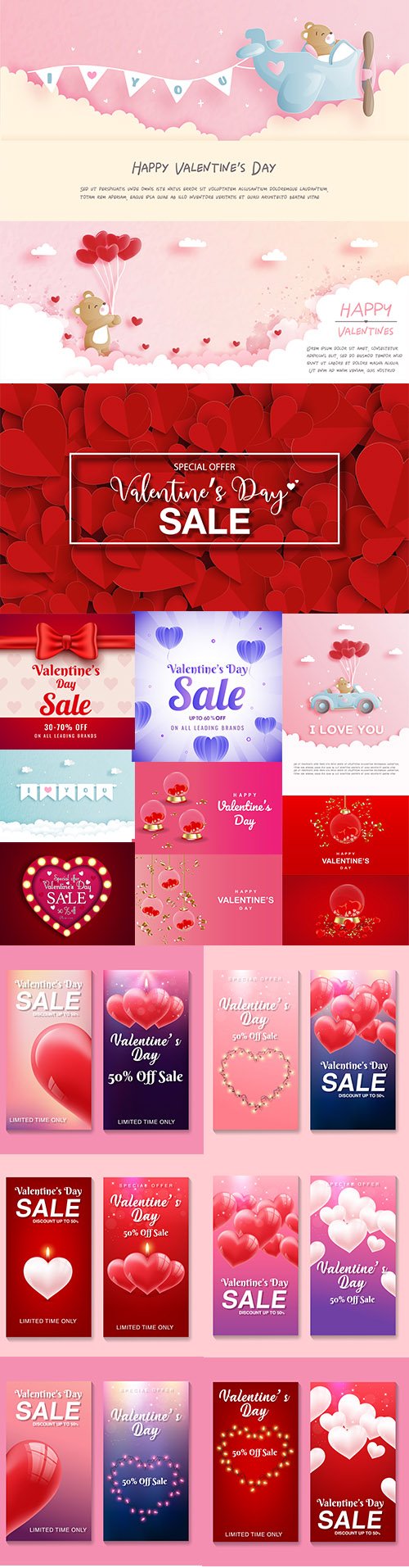 Set of Romantic Valentines Day Illustrations Vol 15