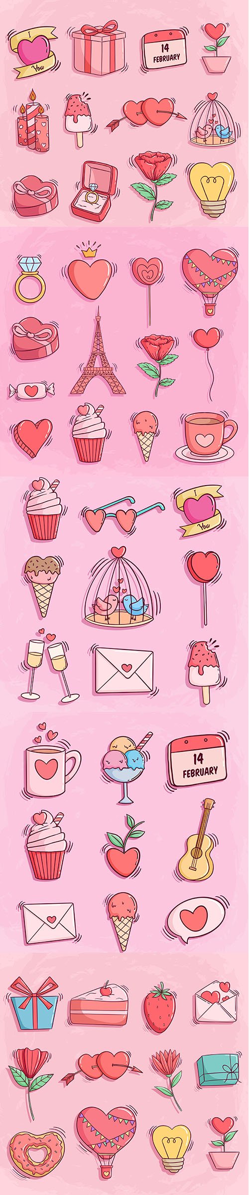 Valentine Doodle Icons Collection