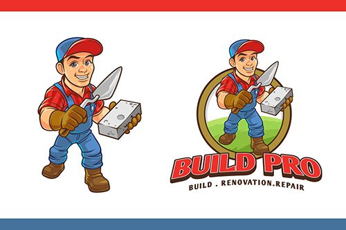 Construction Worker Mascot Character Logo